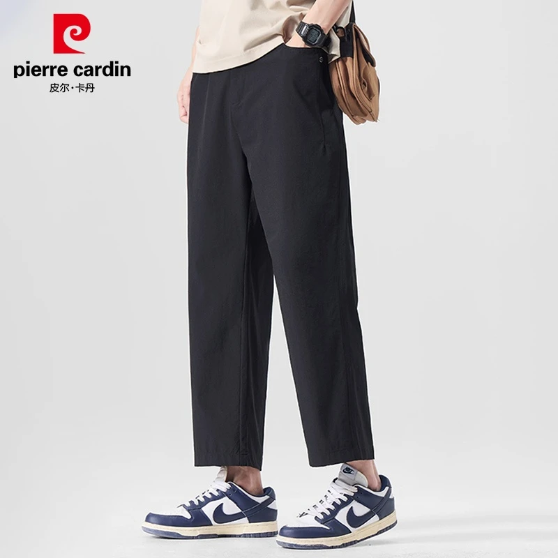 皮尔卡丹休闲裤男士2025年夏季薄款宽松直筒九分裤轻奢痞帅男装