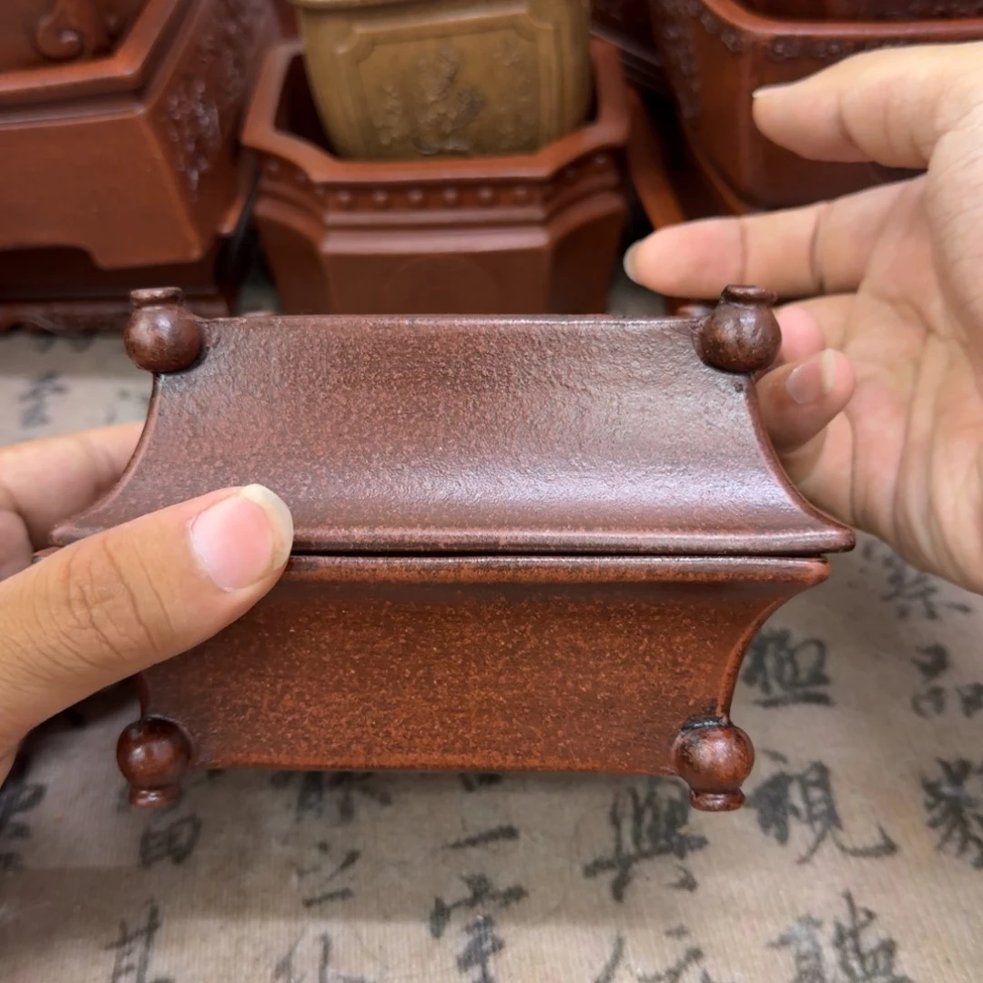 紫砂花盆12x8.5x4内经紫砂花盆瑕疵