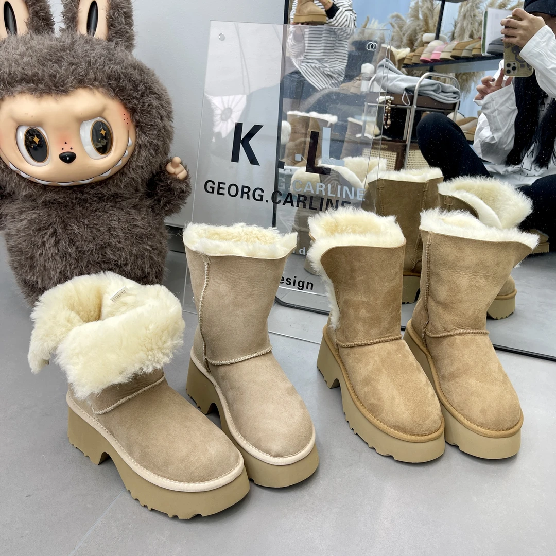 桑坡雪地靴女宋雨琦同款皮毛一体流光风高跟厚底增高保暖洋气加厚