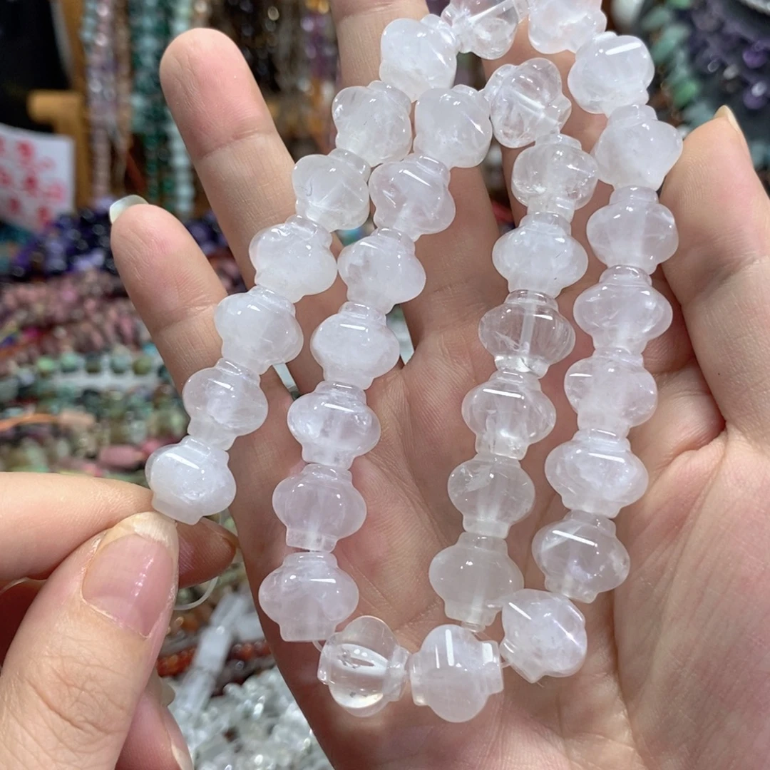 未镶嵌玛瑙/玉髓珠宝半成品白水晶灯笼一条卡14mm
