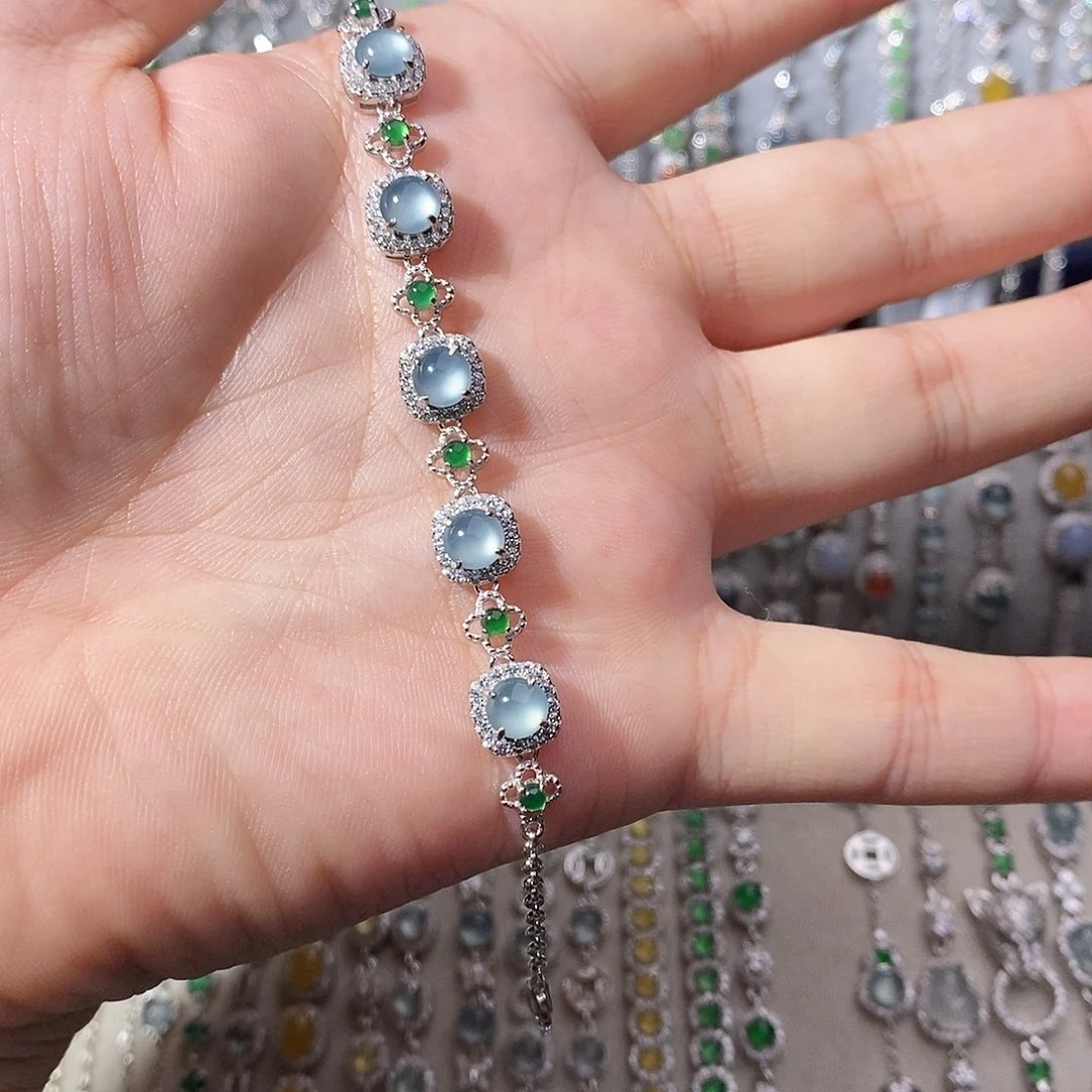 翡翠银S925镶嵌手链