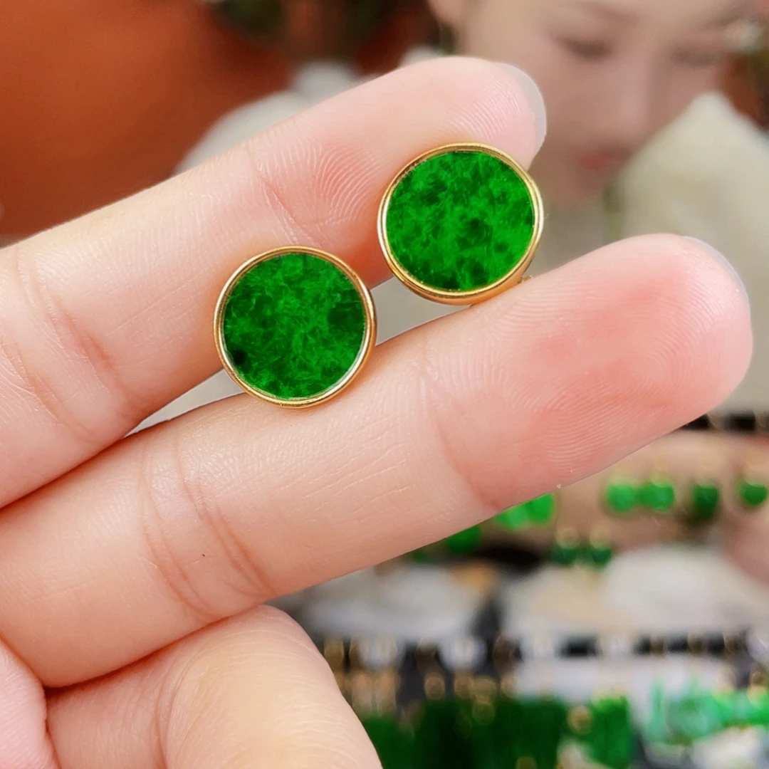 翡翠银S925镶嵌耳饰