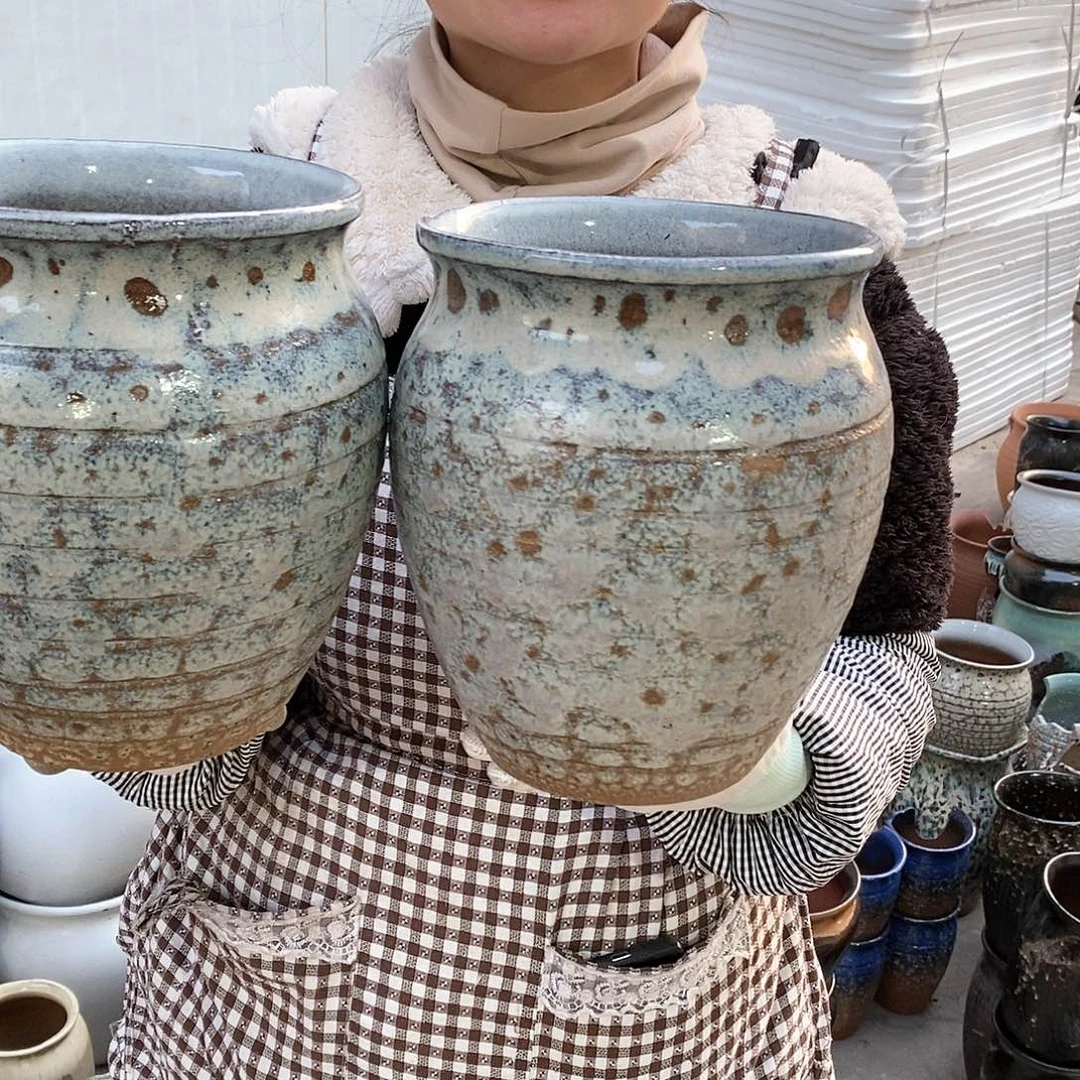 紫砂花盆瑕疵口17高21