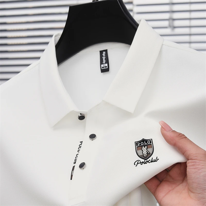 锦氨冰丝凉感polo衫男士2024夏季新款短袖t恤休闲翻领半袖上衣服