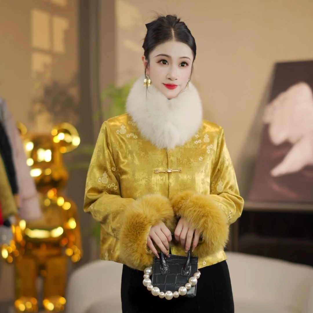 8215新国潮提花立领外套网红时尚复古加厚中国风