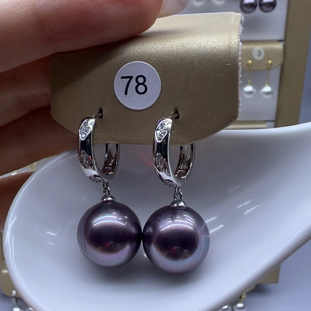 银S925镶嵌淡水珍珠耳饰
