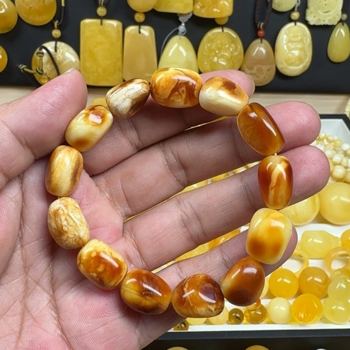 蜜蜡未镶嵌珠宝奇石随形手串