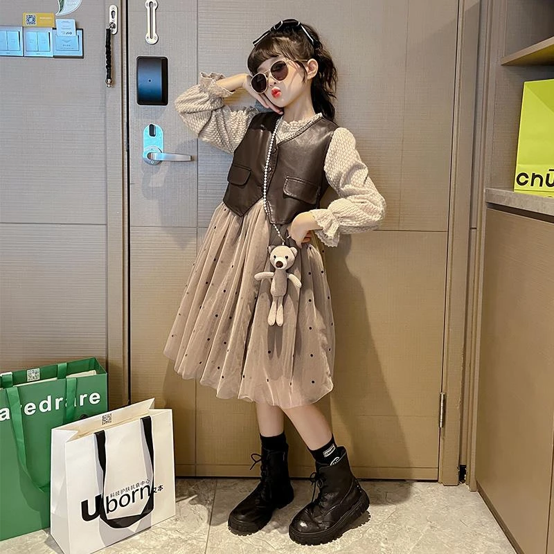 巴拉KIDS女童连衣裙秋冬款2025新款儿童秋装洋气时髦公主裙中大童