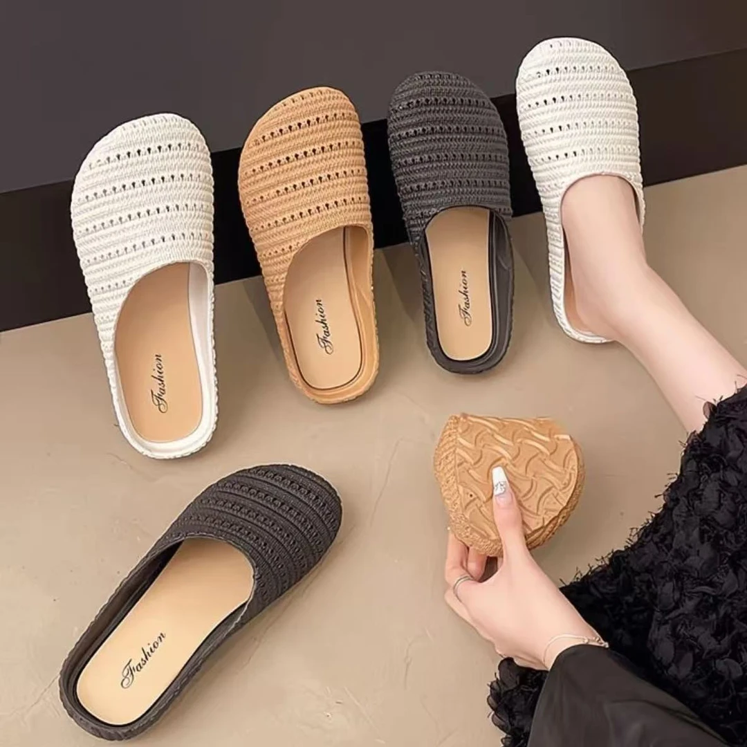 BTX02网面透气镂空半包头拖鞋