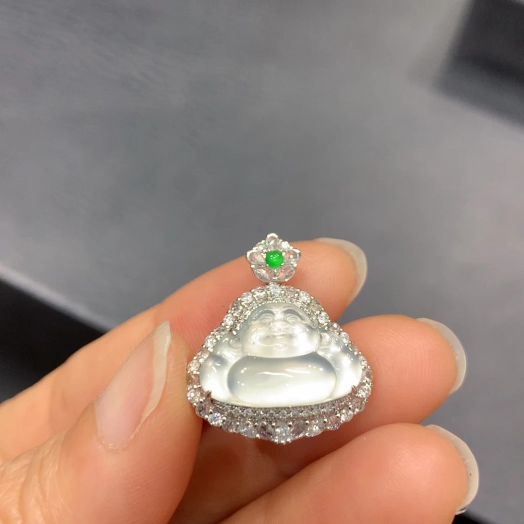 翡翠18K金镶嵌吊坠(不含链)