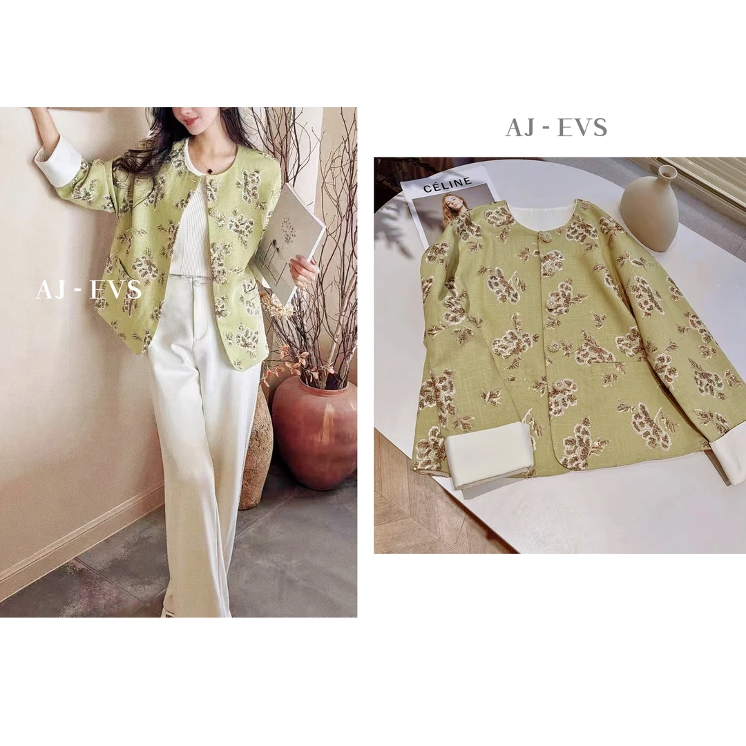 AJ - EVS【富贵花开·进口亮片刺绣重工绣花优雅外套】