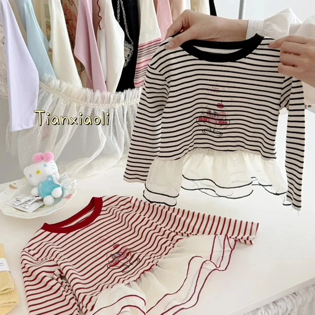【BaoBao】秋款女童韩版条纹打底衫036