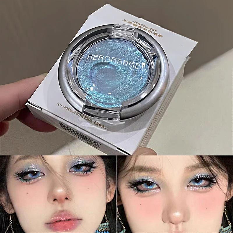 变色龙单色眼影盘土豆泥质地蓝色绿色紫色彩色眼影爆闪珠光偏光闪