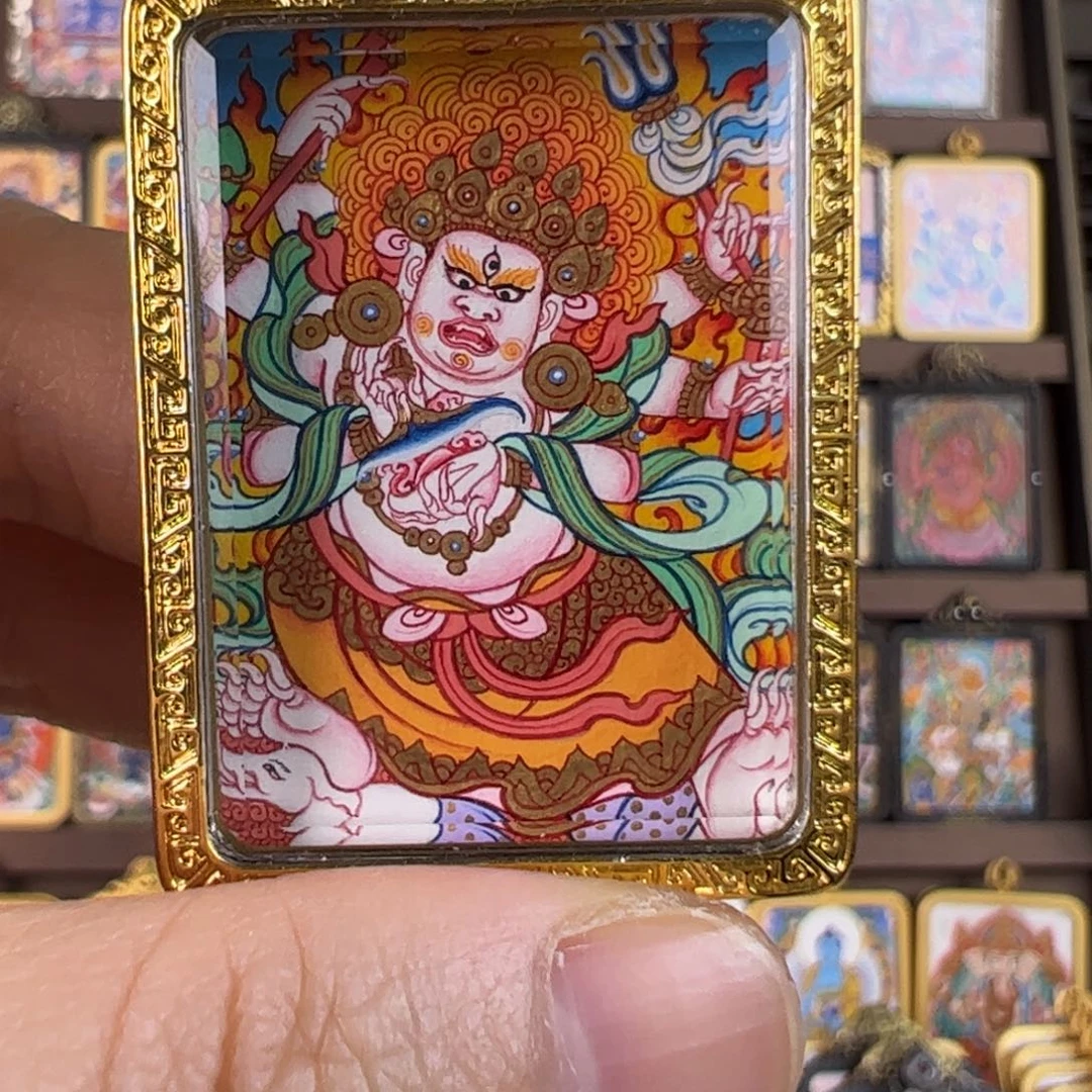 吊坠嘎*白六臂唐卡绘画作品