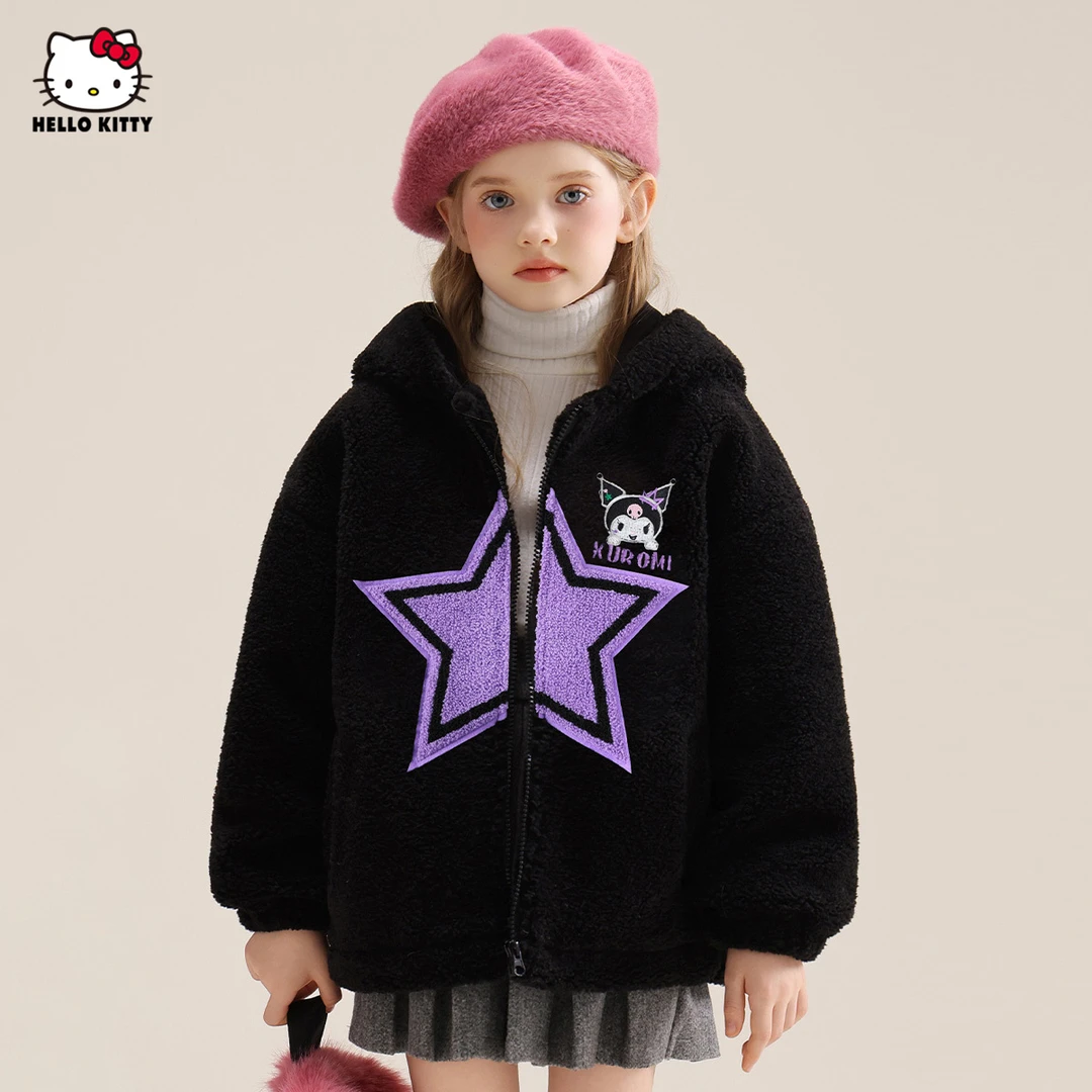 HELLO KITTY女童棉服2025冬季新款中大童连帽外套时尚洋气舒适潮
