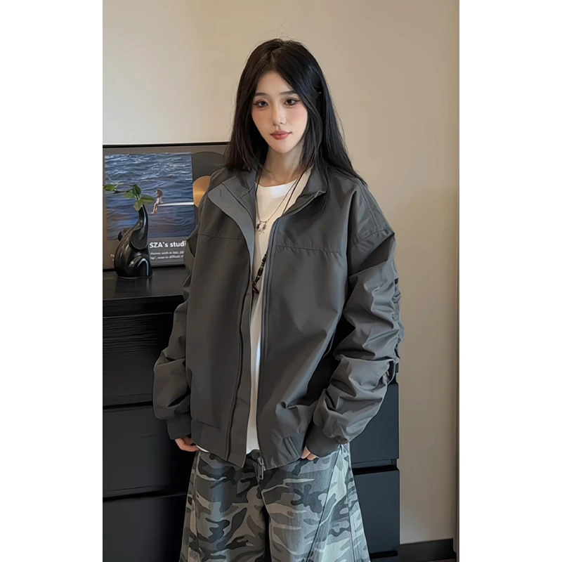 户外三防立领夹克男中性风哈灵顿美式宽松休闲短款cleanfit外套