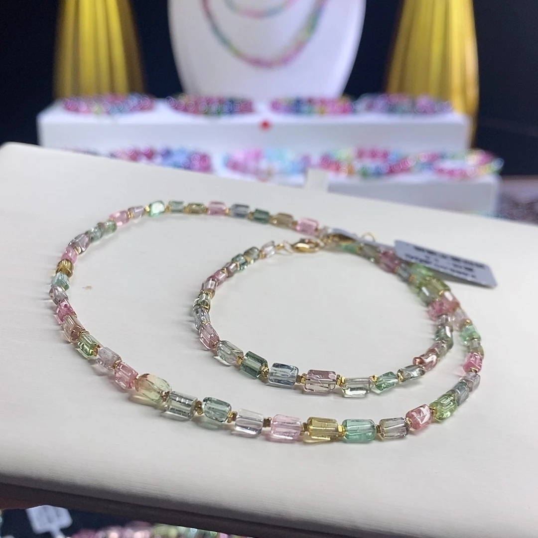 未镶嵌手链碧玺方糖锁骨链