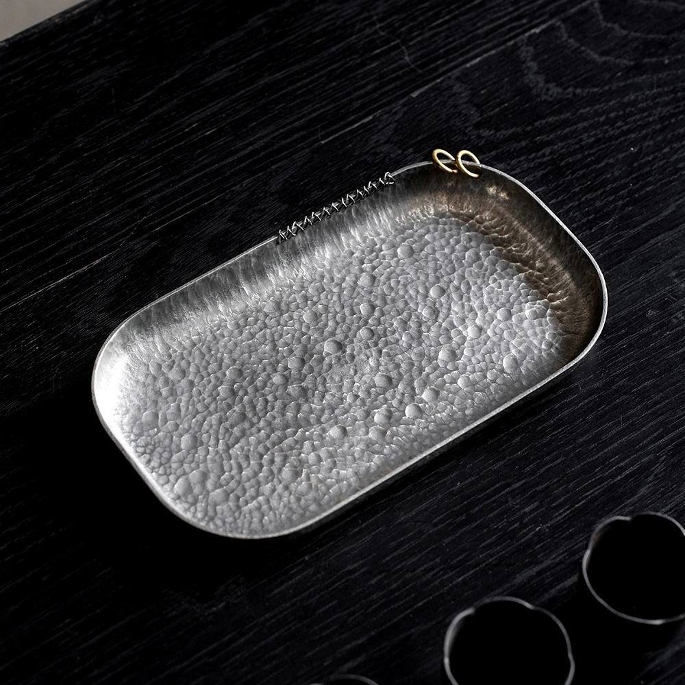 松泉茶器丨《长锡盘20*11》  锡制   复古   创意  纯手工  壶垫