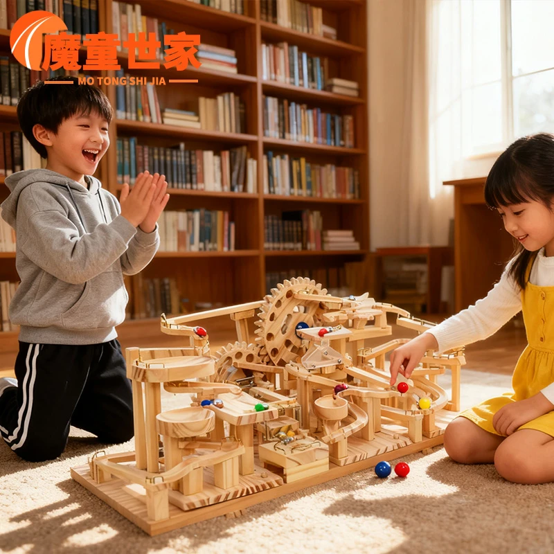 魔童岛滚珠轨道积木弹珠齿轮旋转机械电动男女孩益智玩具生日礼物
