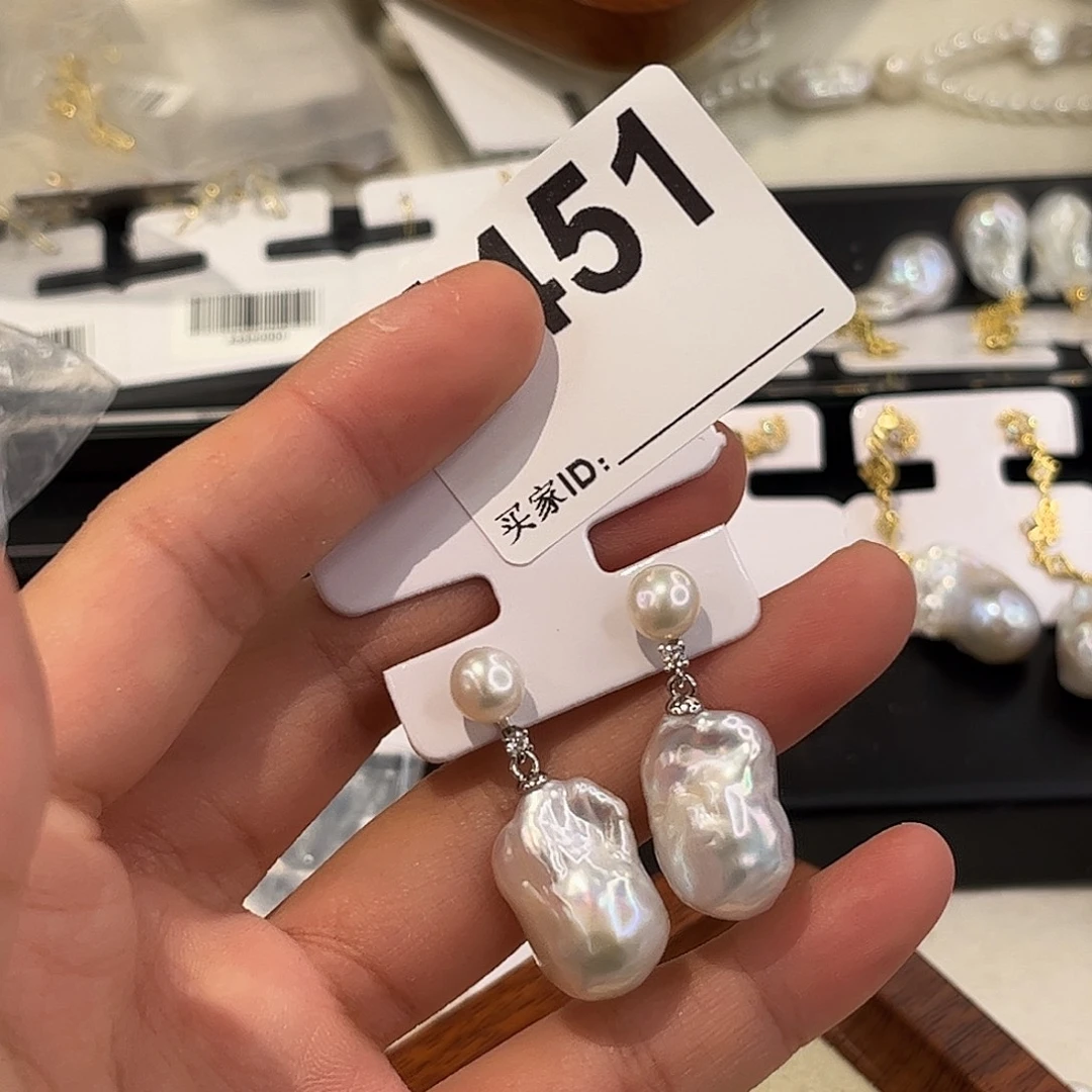 淡水珍珠耳饰合金