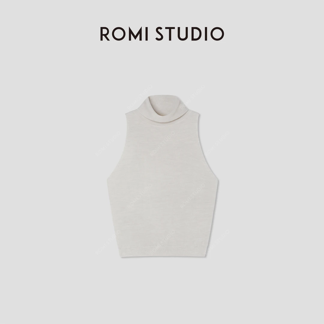 ROMI STUDIO“低调简雅”100绵羊毛软糯轻薄高领无袖背心RWCSST1999