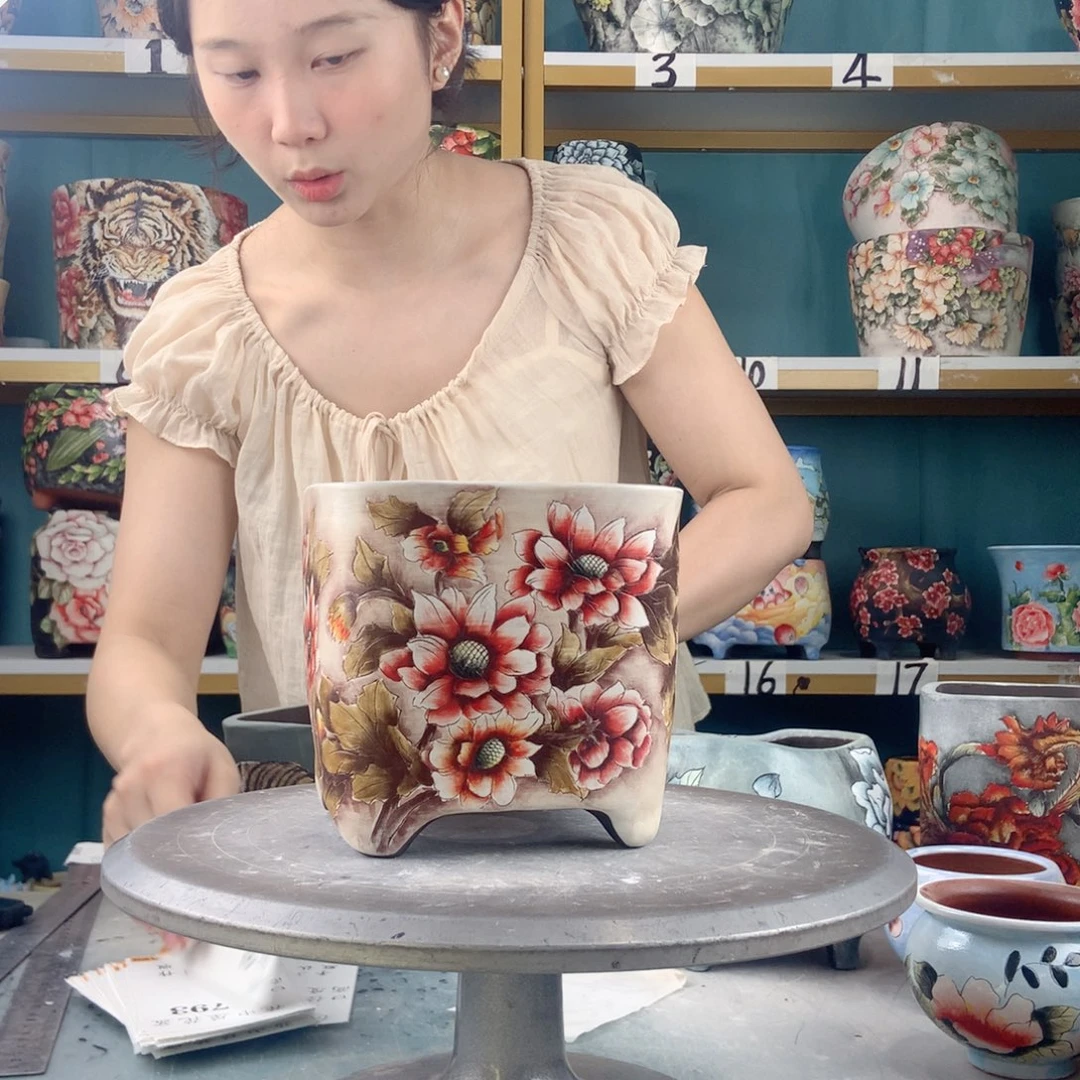 落****景德镇手工花盆792