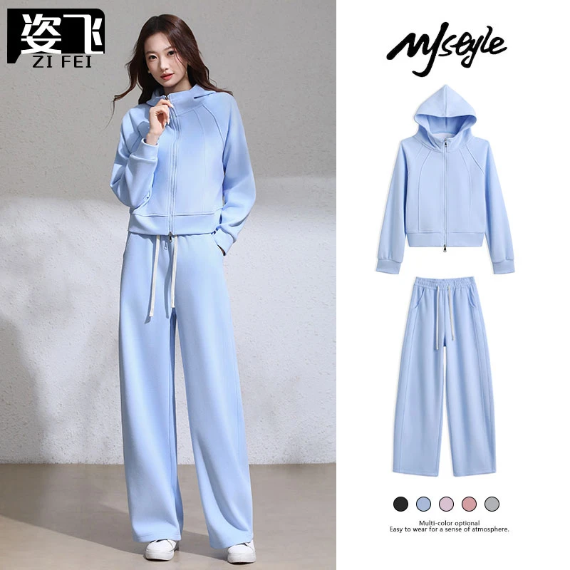 【加厚两件套】秋冬上衣+裤子秋冬厚款连帽外套香蕉裤长裤休闲套装