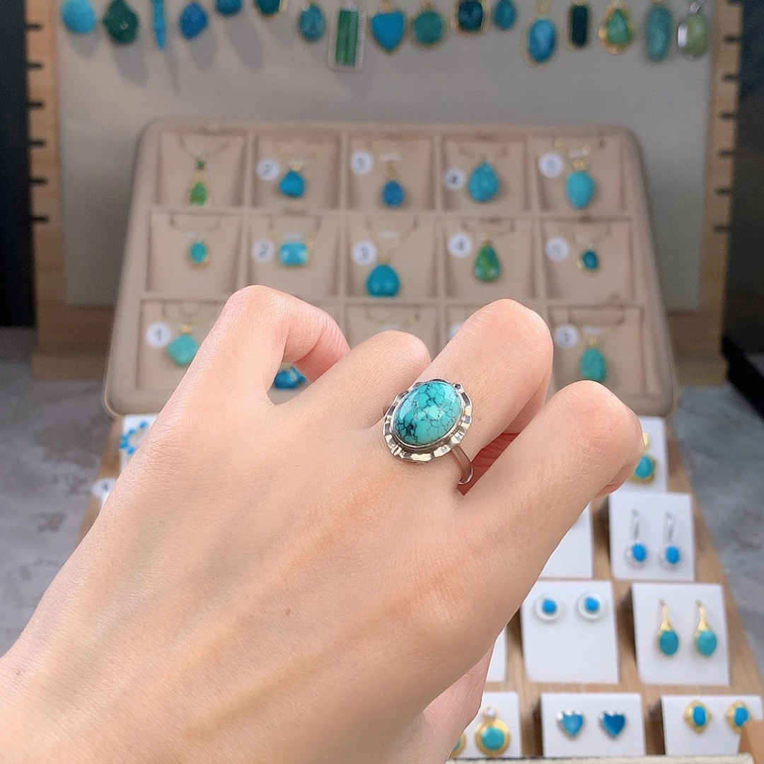 绿松石银S925镶嵌戒指