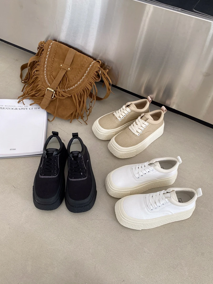 288-3 低帮小众帆布鞋仙女风2025年新款日系运动休闲厚底板鞋