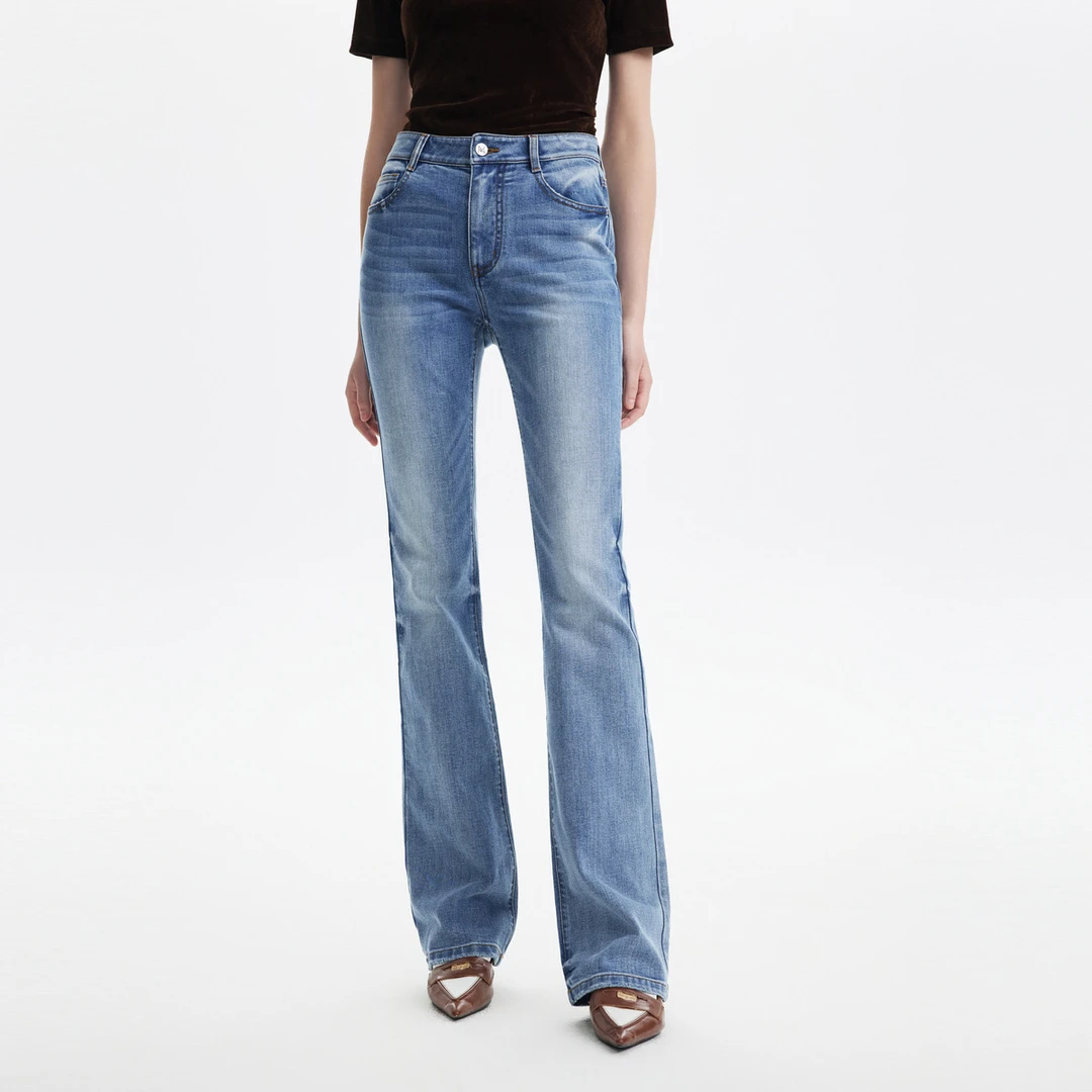 LIMEFLARE/莱茵福莱尔【专柜同款】复古高腰微喇显瘦百搭牛仔裤