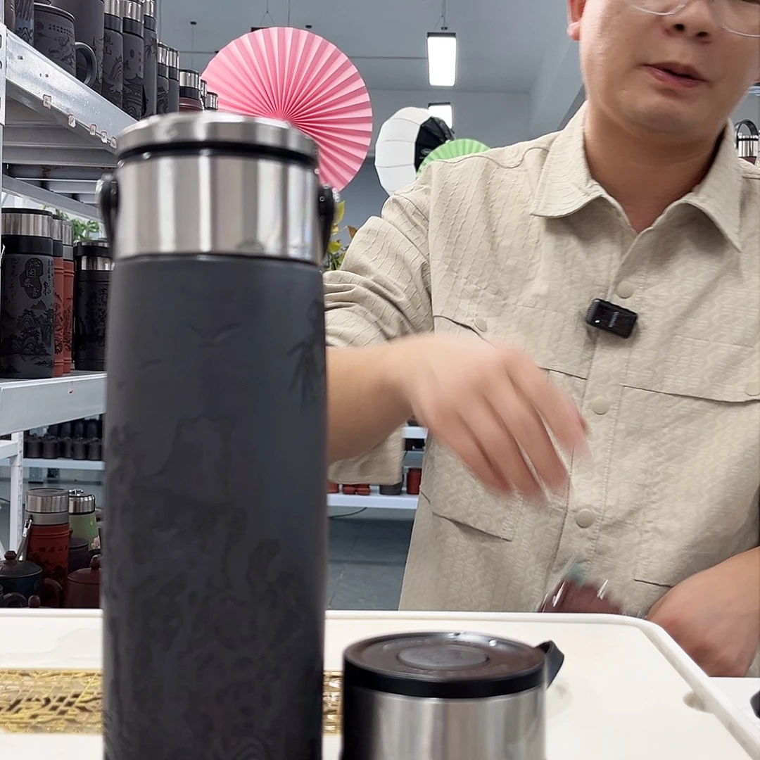 茶杯紫砂双层大容量(拧盖和弹盖和毛巾)