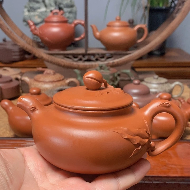 茶壶紫砂全手工寿桃仿古