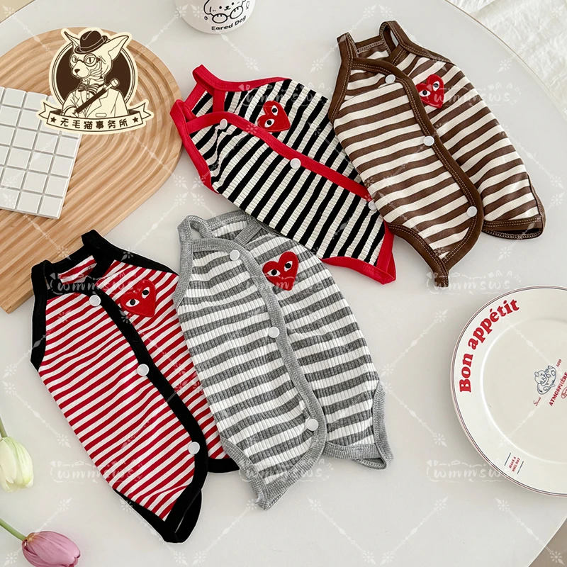 25无毛猫夏季衣服德文宠物小猫咪凉爽透气轻薄夏季短袖背心包肚衣