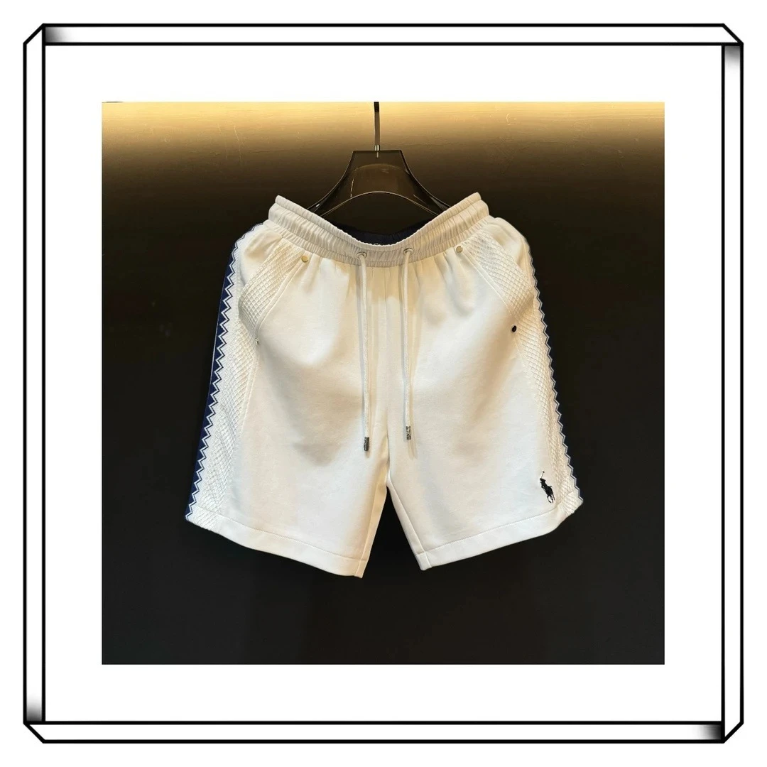 2025夏季新款高档潮牌短裤男织带刺绣短裤薄款透气百搭宽松直筒裤