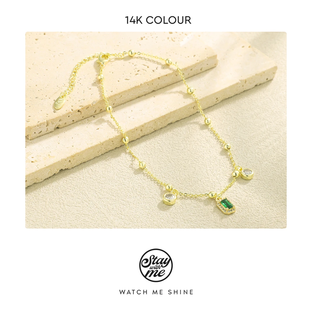 STAY WITH ME 铜合金合成锆石脚链 小众设计f0197-4脚链