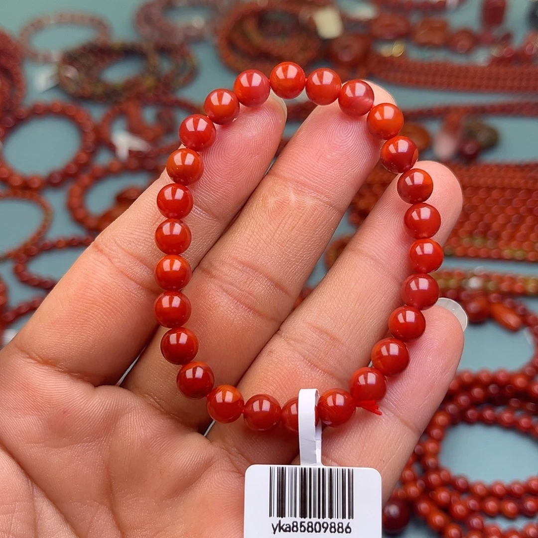 南红玛瑙未镶嵌手链玫锦红卡7
