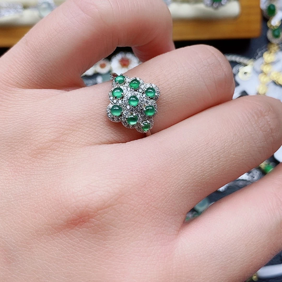 银S925镶嵌戒指翡翠