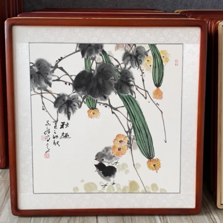孙艺群老师作品：秋趣。带框尺寸63×63厘米