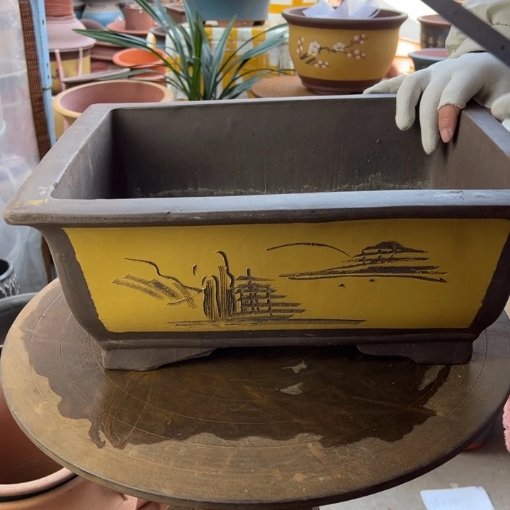 紫砂宜兴紫砂花盆黄马槽40