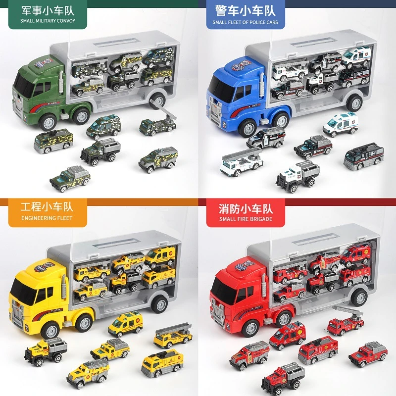 玩具礼品手提合金收纳车惯性工程车车警察仿真汽车模型