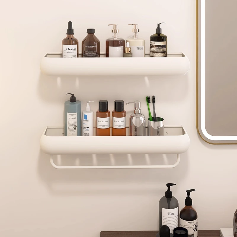 卫生间置物架浴室厕所洗漱台壁挂墙上免打孔洗面奶沐浴露收纳架子