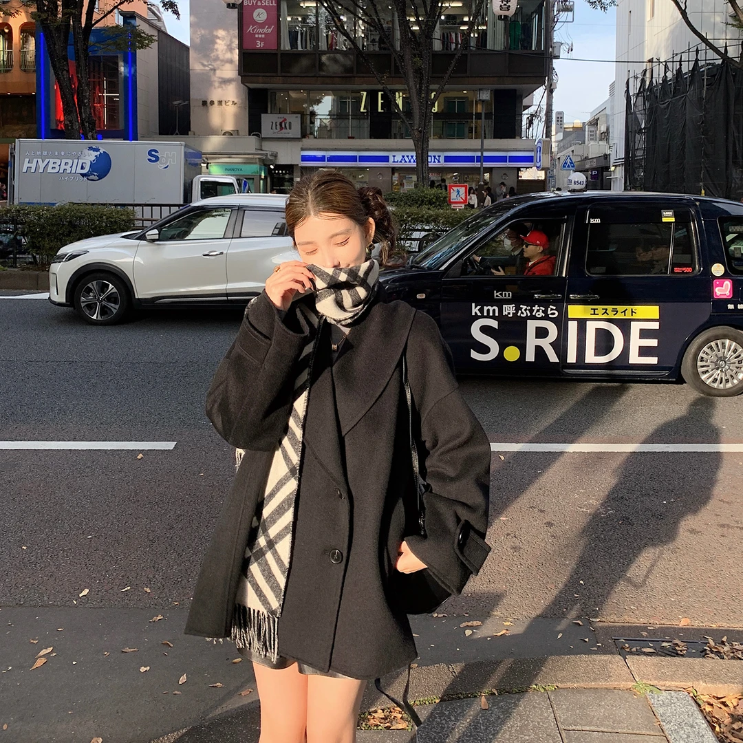 “西西里羊绒大衣"9羊绒12醋酸79羊毛经典气质大翻领双面呢外套!