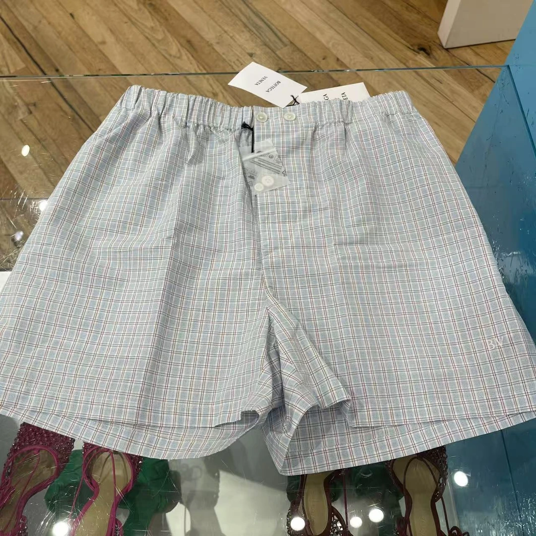 未使用 BOTTEGA VENETA/葆蝶家 女士天蓝色方格短裤