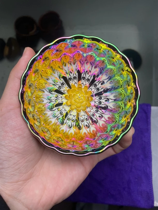 （三绝）梦幻七彩金莲花茶杯主人杯陶瓷.传统手工制作.匠心传承