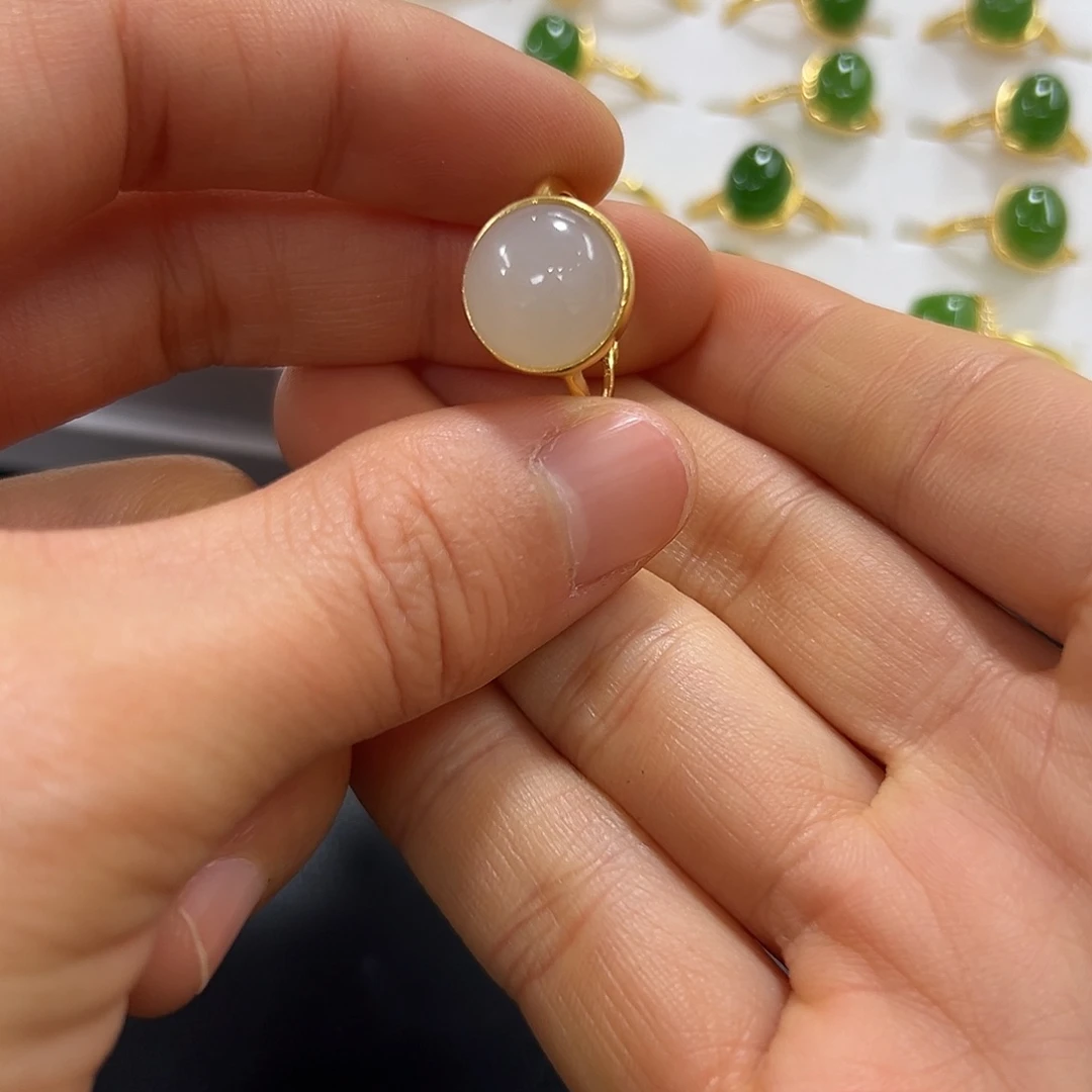 和田玉戒指银S925镶嵌大****妈