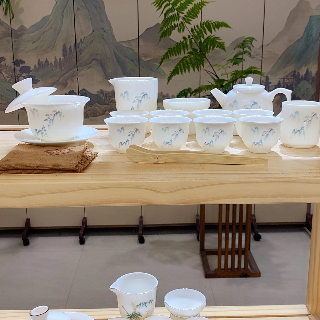【墨城】羊脂玉瓷高山流水16头