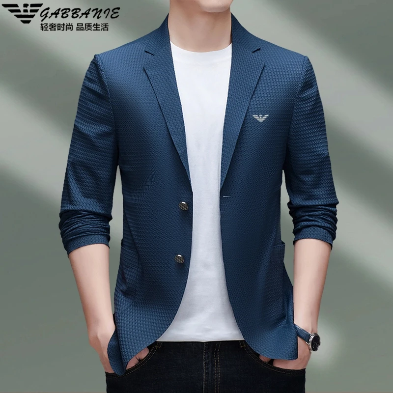 意大利专柜休闲单西服男士无痕小西装冰丝上衣外套2025春秋薄款潮