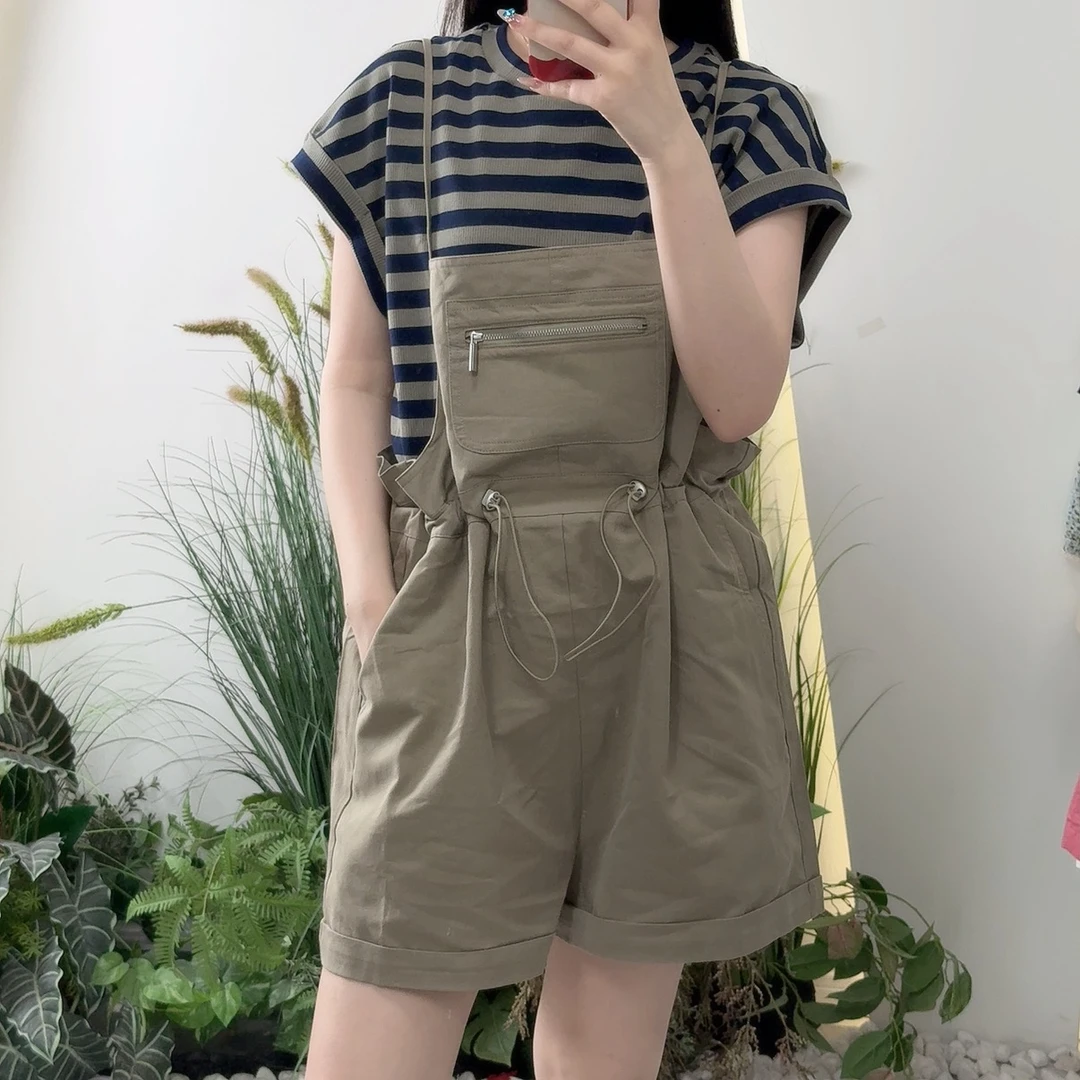 休闲风甜美清新/学院时尚百搭背带裤宽松连体NAKK0A5351