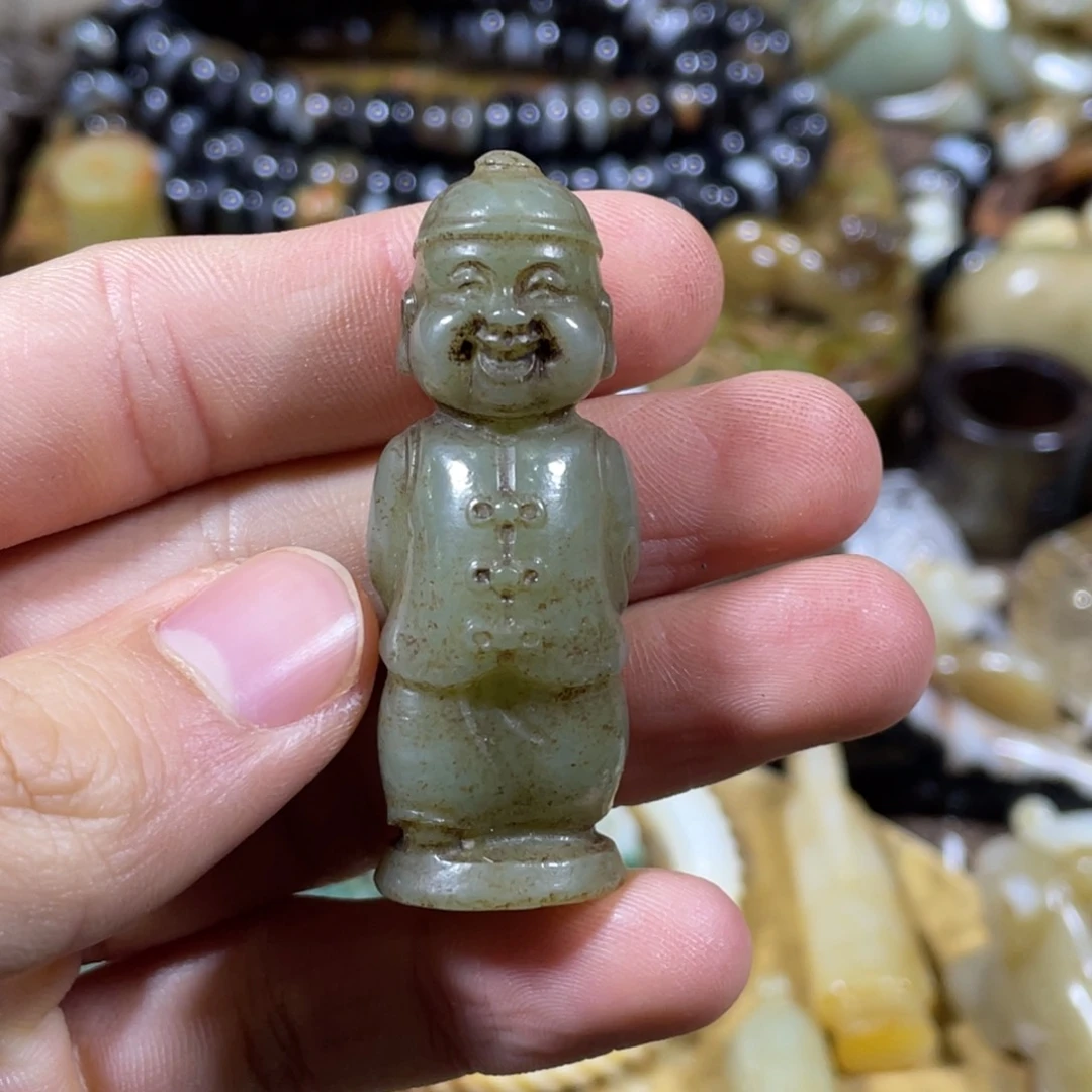 和田玉吊坠(不含链)足铂镶嵌追***j