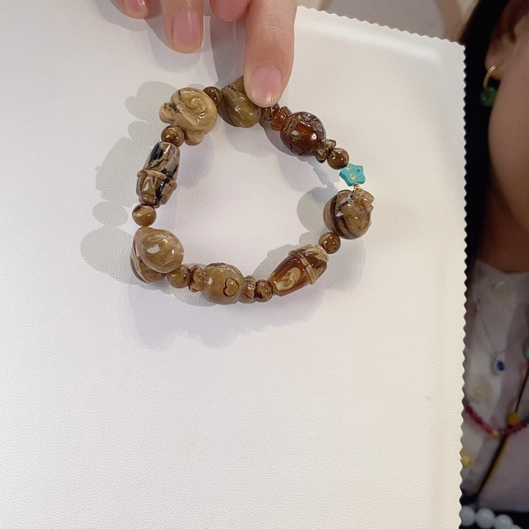 手链琥珀18K金镶嵌